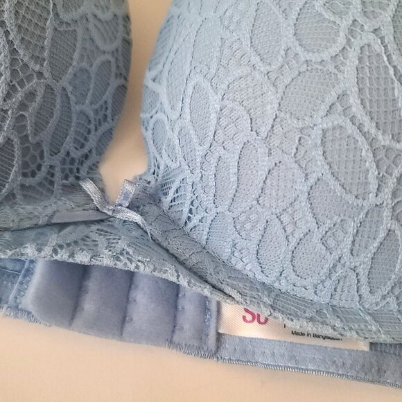 Juniors SO Intimates Convertible Lace Push-Up Bra 34C Blue Plunge Padded NWT - Picture 5 of 9